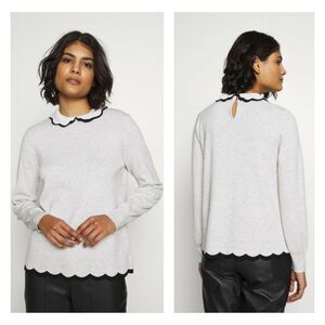 TED BAKER LONDON Lheo Jumper Scalloped Layered Sweater, Sz 3 (US 8)